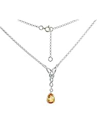 Sterling Silver Celtic Tear Drop Necklace w/ Natural Citrine 16 inch long