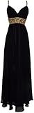 Greek Goddess Chiffon Starburst Beaded Full Length Gown Prom Dress Junior Plus Size, 2X, Black