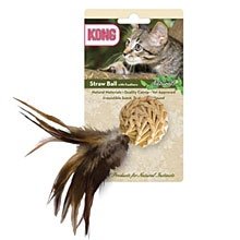 KONG Naturals Straw Ball  Feathers Cat Toy, Colors 