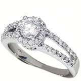 1.00CT 14k White Gold Round Brilliant Pave Diamond Engagement Anniversary Split Shank Ring Setting color (G/H) clarity (I1)