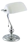 SCHREIBTISCHLAMPE TISCHLEUCHTE BANKERS LAMP BANKER LAMPE CHROM WEISS