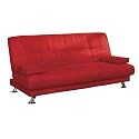 ORE International Microfiber Angled Leg Futon Sofa Bed with 2 Pillows, Red