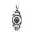 Double Sided Oval Triple Moon Pendant with Rede Inscription in Sterling Silver with a Garnet Gemstone for Men or Women, #8130