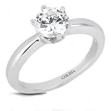 1.00 Ct.Classic Six-Prong Solitaire Diamond Engagement Ring (High Setting) and Matching Band