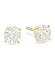 1.5 Carat Solitaire Diamond Stud Earrings Round Brilliant Shape 4 Prong Screw Back (I-J Color, I1 Clarity)