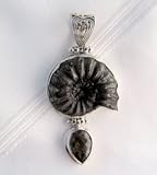 .925 S/S Blk Peruvian Ammonite & Smokey Quartz Pendant