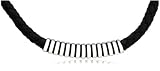 Sterling Silver and Leather Stratus Design Men's Necklace by Zina, 20"