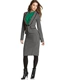 XOXO Long-Sleeve Piped Tuxedo Blazer, Ruffle-Front Sleeveless Top & High-Waisted Pencil Skirt