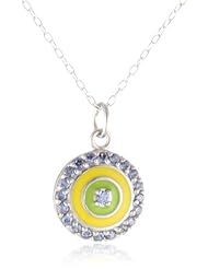 Sterling Silver Yellow and Green Circle Petite Pendant Necklace, 18"