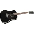Rogue Herringbone 12-String Acoustic Guitar Black