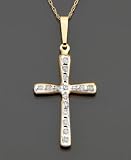 14k Gold Diamond Accent Cross Pendant
