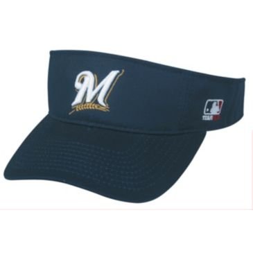 MLB ADULT Milwaukee BREWERS Home NAVY BLUE VISOR Adjustable Velcro TWILL
