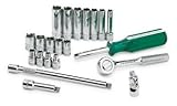 SK 89009 21 Piece 1/4-Inch Drive 6 Point 4-Millimeter to 12-Millimeter Standard and Deep Socket Set