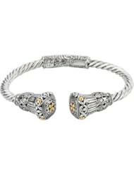 Clevereves Sterling Silver & 18K Yellow Gold 07.00 Inch Hinged Cuff Bracelet