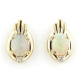 14-Karat Yellow Gold Opal and Diamond Earrings