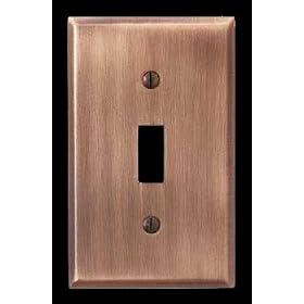 Single Beveled Toggle or Dimmer Switchplate - Antique Steel by Renovator's Supply