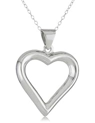 Sterling Silver Large Open Heart Pendant Necklace, 18"