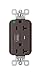 USB Receptacle, Hospital Grade, PlugTail Series, 20 A, 125 V, 2 Ports, USB Type A, USB Type C
