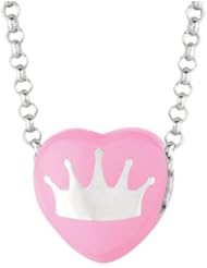 Sterling Silver 10mm Dk Pink enamel Sweethearts CROWN Heart Pendant