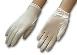 Elastic Wrist Diamond White Shortie, CottonLovers Matte Finish, elastic at wrist on palm side, cuff ends just below the wrist bone.