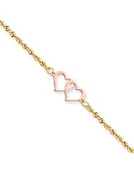 WomenS Heart Shaped Anklet in 14kt Rose and Yellow Gold - Two-Tone - Fetching