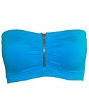 Seamless Blue Strapless Zipper Tube Top Bra with Bra Cups