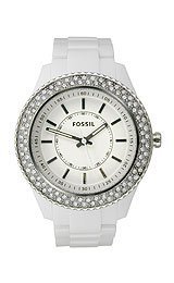 Fossil Women's ES2444 White Resin Bracelet White Glitz Analog Dial Watch Fossil Women's ES2444 White Resin Bracelet White Glitz Analog Dial Watch