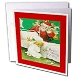 Sandy Mertens Vintage Christmas Designs - Vintage Child Praying With Santa - Greeting Cards-6 Greeting Cards with envelopes