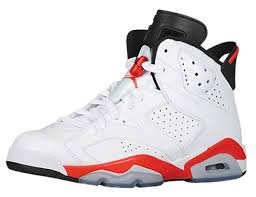 Air Jordan 6 Vi Retro Grade School Boy Basketball Sneakers White/Infrared/Black 384665-123 (SIZE: 6Y)