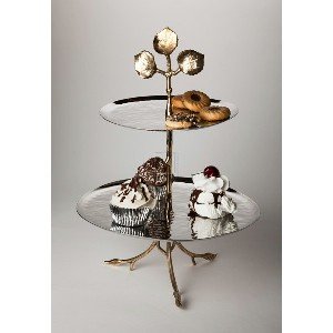 TIERED LEAF SERVER - LEAF DESIG 2 TONE 2 TIER SERVE