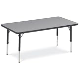 Virco 482448LO0910101 4000 Series Short Activity Table, Adjustable Legs, 48W x 24D, Grey Nebula To