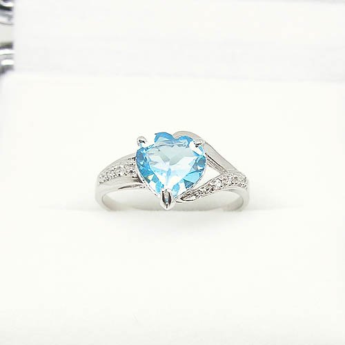 1.7ct Genuine Natural Blue Topaz Gemstone and Diamond 10k White Gold Ring
