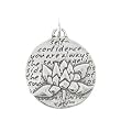 Small Round Reversible Lotus Flower Pendant with Words of Inspiration in Sterling Silver, #8228