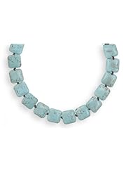 MMA Silver - 16.5 inch Square Turquoise Knotted Necklace