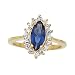 Bague Anneau Marquise Oxyde de Zirconium Blanc & Bleu Plaqué Or