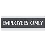 Employees Only Sign, 3x9, Silver on Black - Employees Only, 9 x 1/2 x 3, Black/Silver(sold in packs of 3)