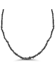 35.00 Cts Black Diamond Strand Rough Bead Necklace in 14K White Gold