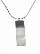 Sterling Silver Rectangular Brushed Tag Pendant with Snake Chain