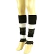 Cotton Thin Summer Knit Leg Warmers Dancer Black with Charcoal Gray & White