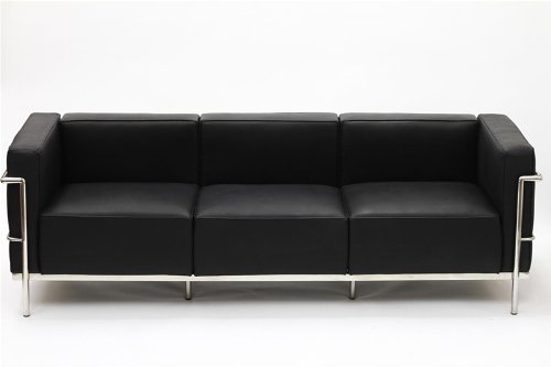 LC3 Sofa in Black Leather/ Leather Match