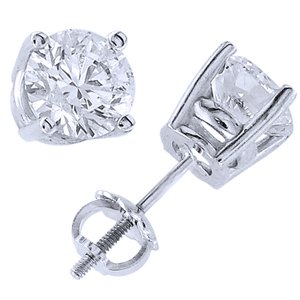 Platinum & Round Diamond Stud Earrings (4.00 ctw)