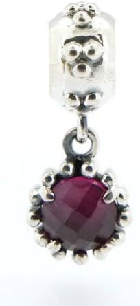 Crownea Sterling Silver Wine Red Spinel Dangle Pendant, fits Crownea Troll Chamilia Biagi Pandora Bracelets #260095
