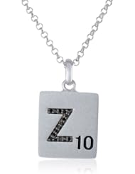 Scrabble 925 Sterling Silver 0.048ct Diamond Initial Z Pendant Necklace, 18"