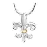  14K Yellow Gold and Sterling Silver ''Fleur-De-Lis'' Pendant with Chain