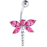 Passion Pink GEM DRAGONFLY Belly Ring