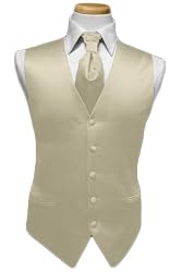 Tuxedo Vest - 100% Satin with Sharpei Tie, Color Bamboo - Earthtones are Back