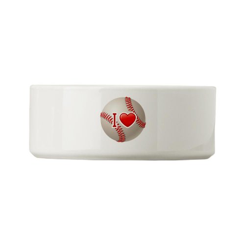 Dog Cat Food Water Bowl I Love Baseball