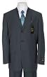 Classy Mens Blue Grey Three Button 2 Piece Suit + Free Tie and Matching Hanky + Free Belt + Free Socks (S-12-4)