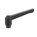Die Cast Zinc Angled Adjustable Lever with Threaded Hole, Black Oxide Finish