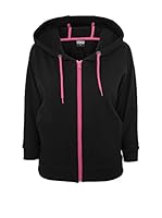 Urban Classics Sudadera con Cierre (Negro / Fucsia)